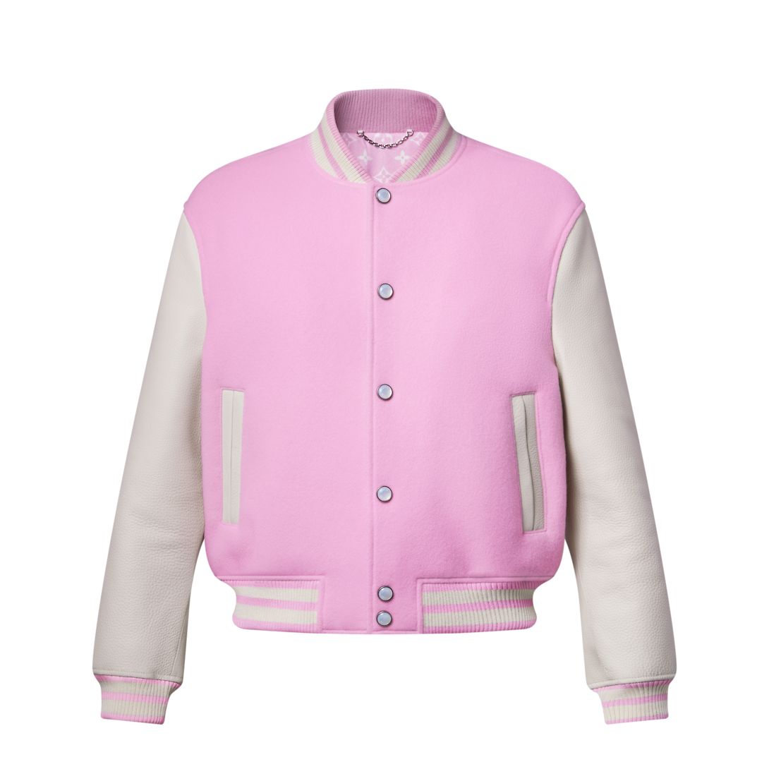 Leather baseball jacket